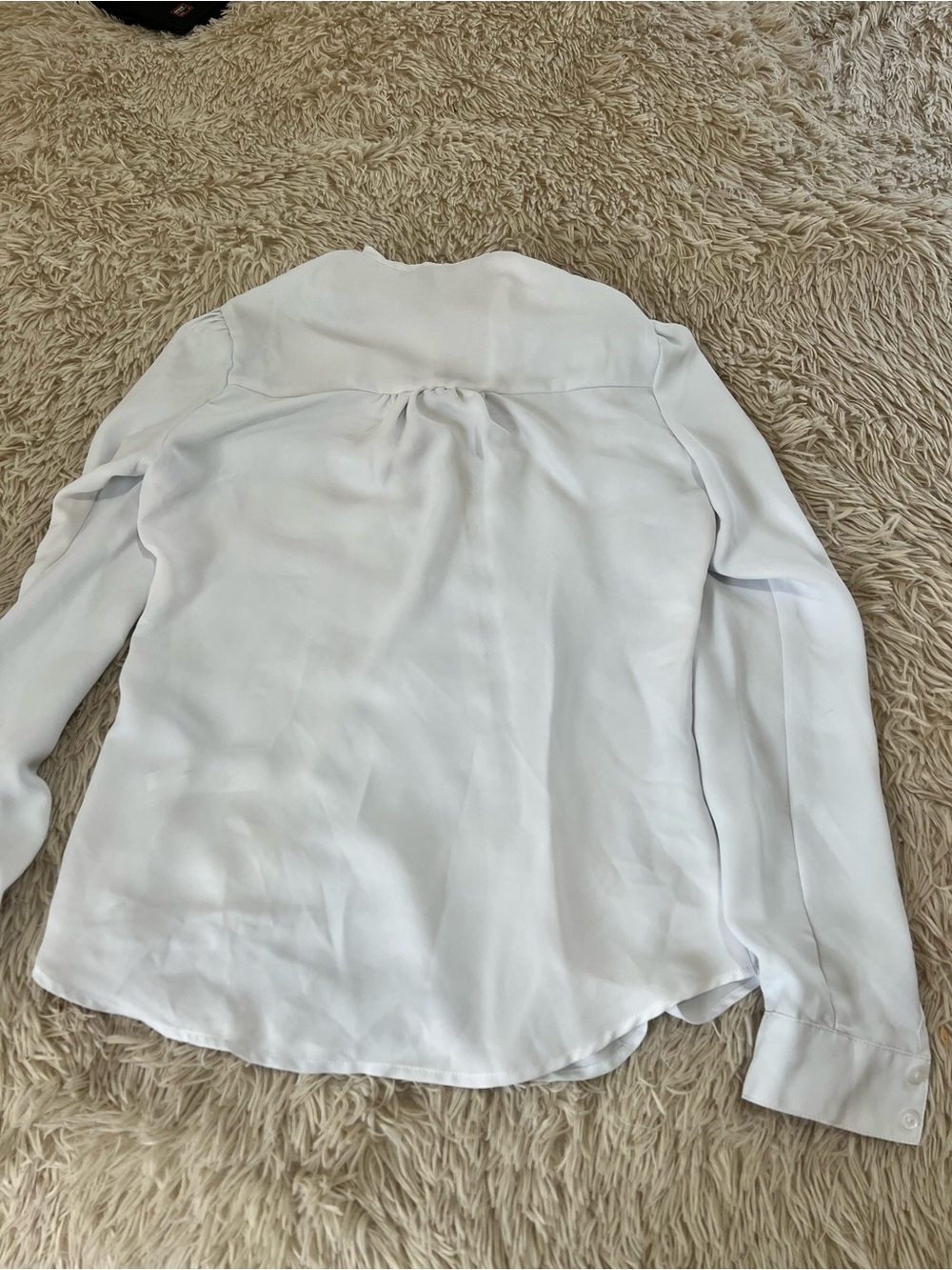 Express Ruffle Neck White Button-Up Blouse - Picture 2 of 2